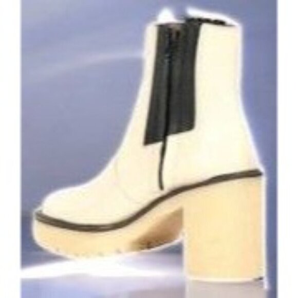 Free People Womens White James Chelsea Boot Chunky Heel NEW 9.5 / 39.5 MSRP $188 - Picture 3 of 12